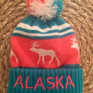 Beanie ALASKA Pom-Pom Hat Turq/ Pink